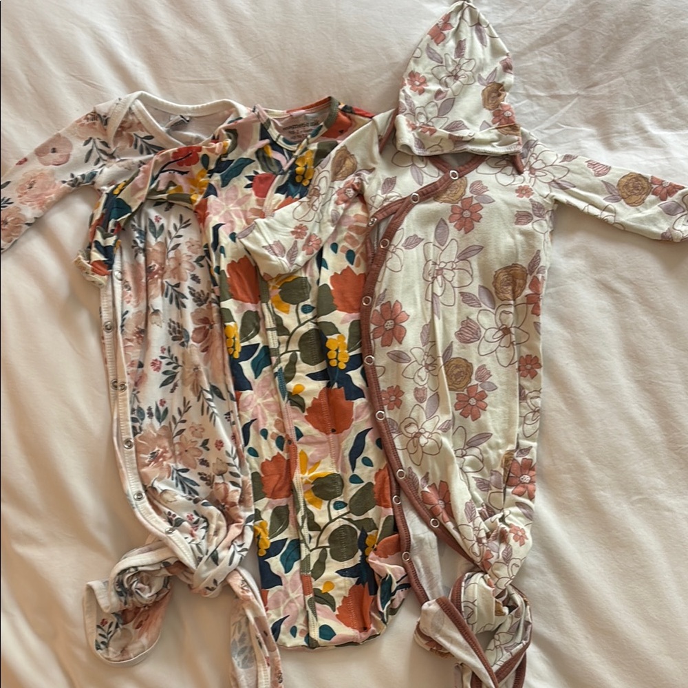 Fall Floral baby Newborn Gown Set